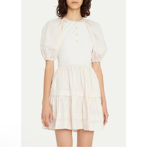Ulla Johnson Dresses & Skirts - NWT Ulla Johnson Amelia Ivory Puff Sleeve Mini Mixed Media Revolve Dress 4